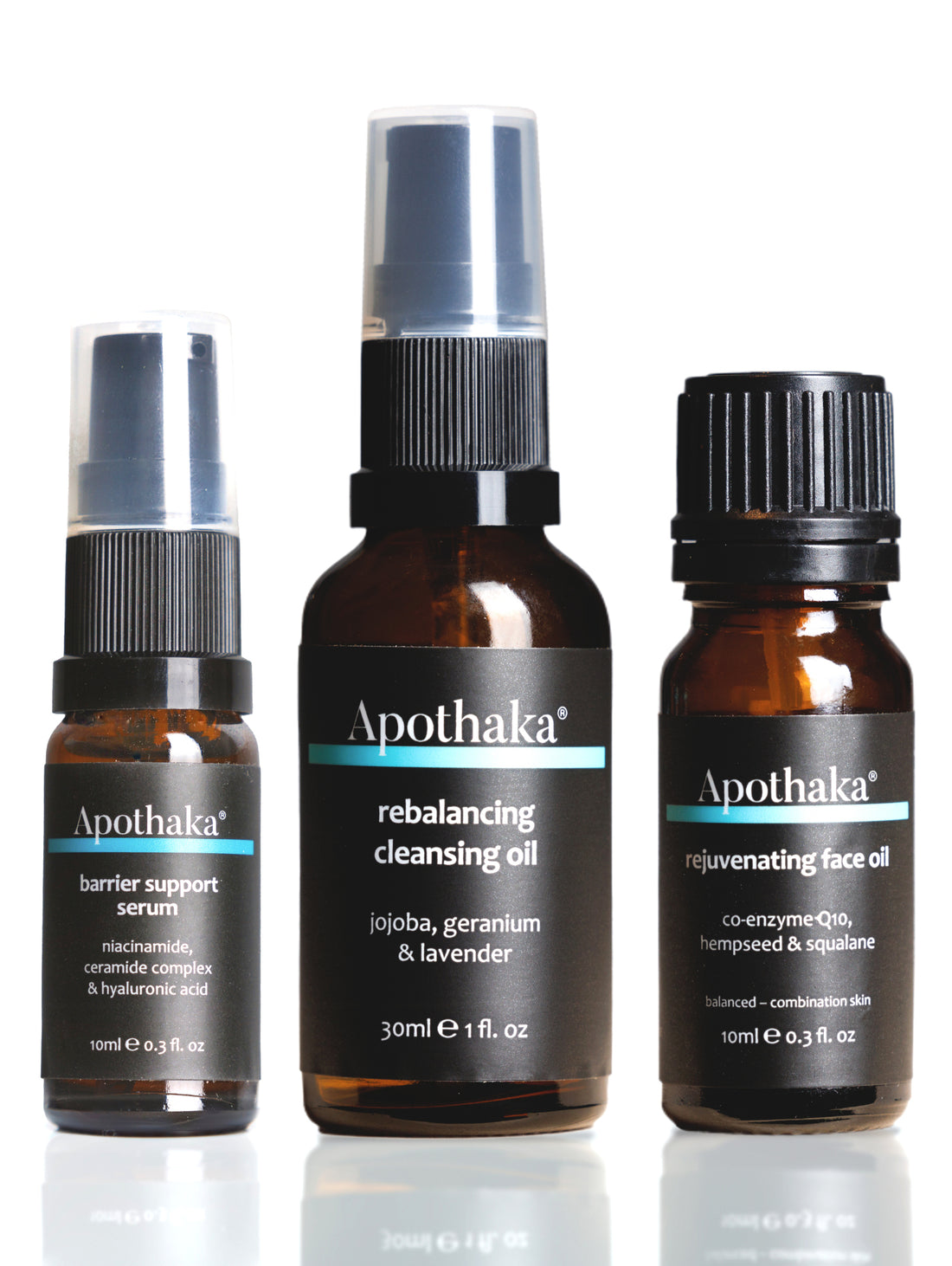 Apothaka discovery set (fragranced) - cleansing oil, barrier support, face oil - combination skin