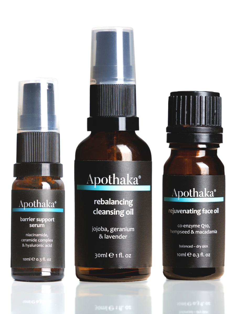 Apothaka discovery set (fragranced) - cleansing oil, barrier support, face oil - dry skin