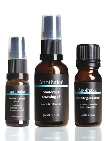 Apothaka discovery travel set EO free - cleansing oil, barrier support, oil booster